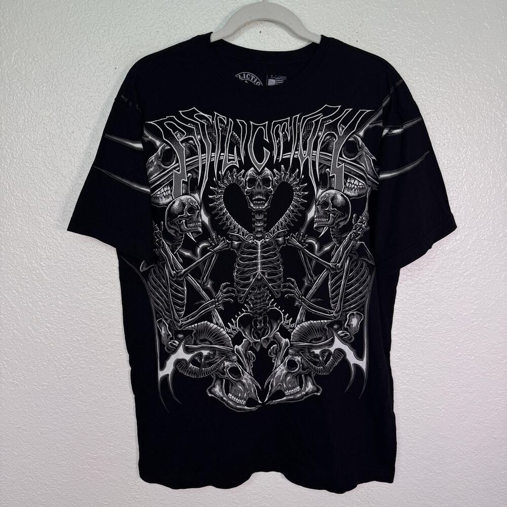 Affliction Shirt Mens XL Skeleton Skull T Imperial Beast Gothic Biker Grunge Y2K